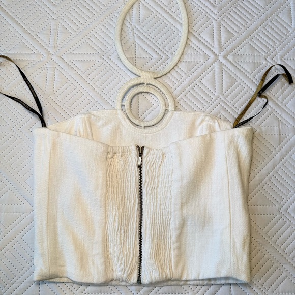 Vix Paula Hermanny Brasil Jane Long Linen Blend Halter Top Size XS White - Picture 8 of 11